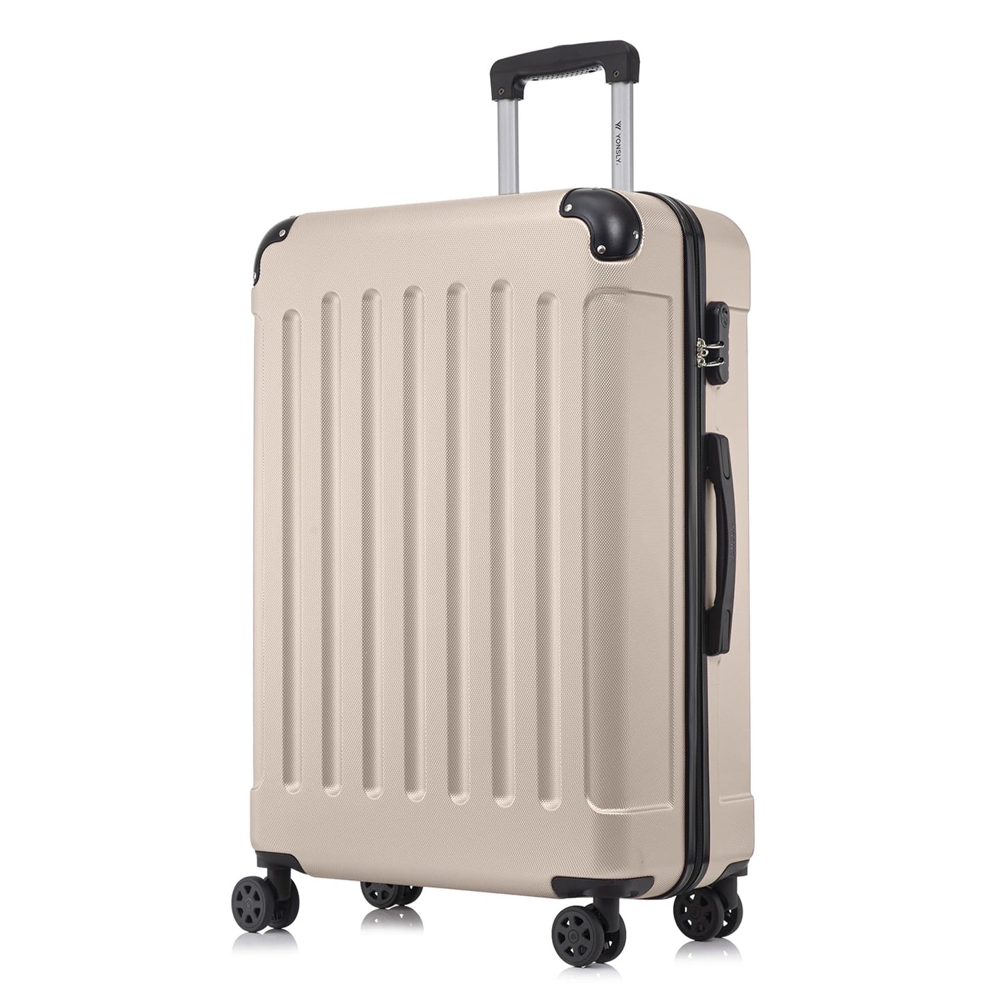 YONSLY® Suitcase, Trolley Travel Suitcase, Rolling Suitcase Carry-On with 4 x 360° Wheels, Hard-Shell Travel Suitcase, Combination Lock, Soft Rubber Handle