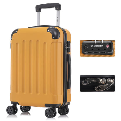 YONSLY® Premium Suitcase, TSA Lock, YKK Zipper Hardshell Luggage Trolley Cabin Suitcase Rolling Suitcase Hand Luggage 4 Wheels