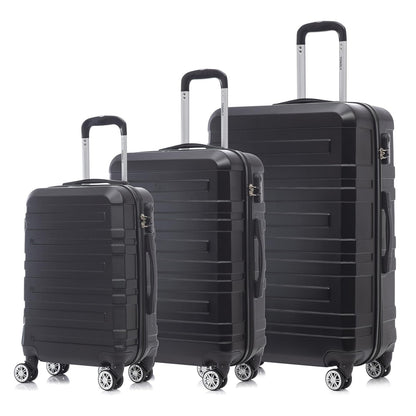 YONSLY® Travel Suitcase Trolley Rolling Luggage Carry-on Set, Suitcase Set, Luggage Set Hardside Travel Suitcase with 4 360° Spinner Wheels, Combination Lock, Soft Rubber Handle (3-Piece Set, M,L&XL)