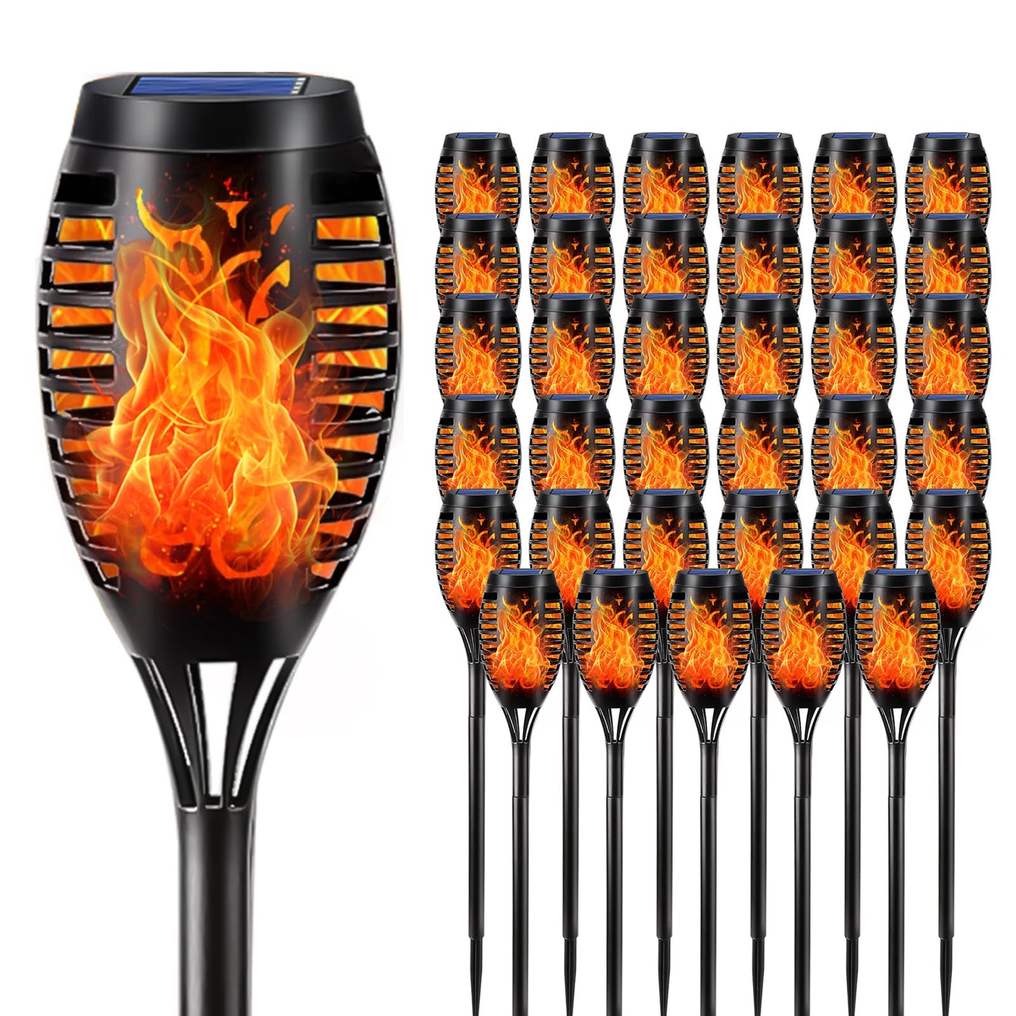 LQWELL® Solar Lights Solar Torch Light for Outdoor Garden, 12 LED Solar Lamp with Realistic Flame Effect, IP65 Waterproof for Path, Backyard and Lawn, Available in Various Sets