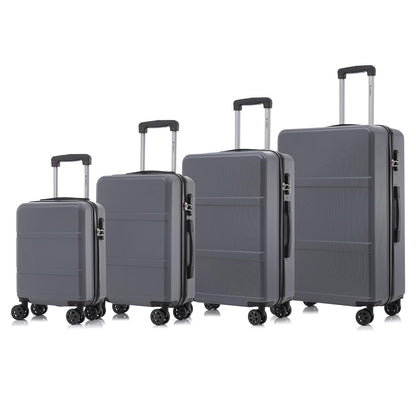 YONSLY® Trolley Travel Suitcase Set, Roller Suitcase Carry-on Luggage, Hard Shell Suitcase Set with 4 360° Wheels, Combination Lock, Soft Rubber Handle (4-Piece Set, S,M,L&XL)