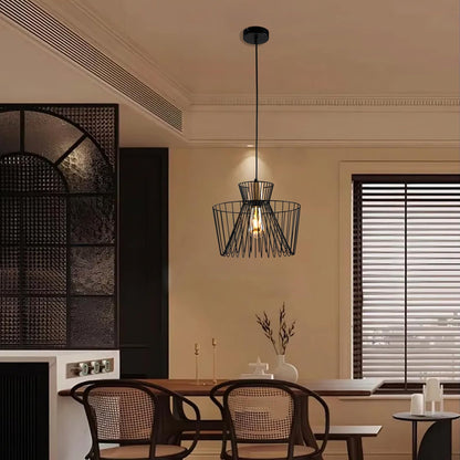 LQWELL® Pendant Light E27 Hanging Lamp, Retro Vintage Pendant Lamp Hanging Lamp Lotus Leaf Shape Streamline Modern Industrial Ceiling Lamp for Kitchen Living Room 1.5M Height Adjustable, Black