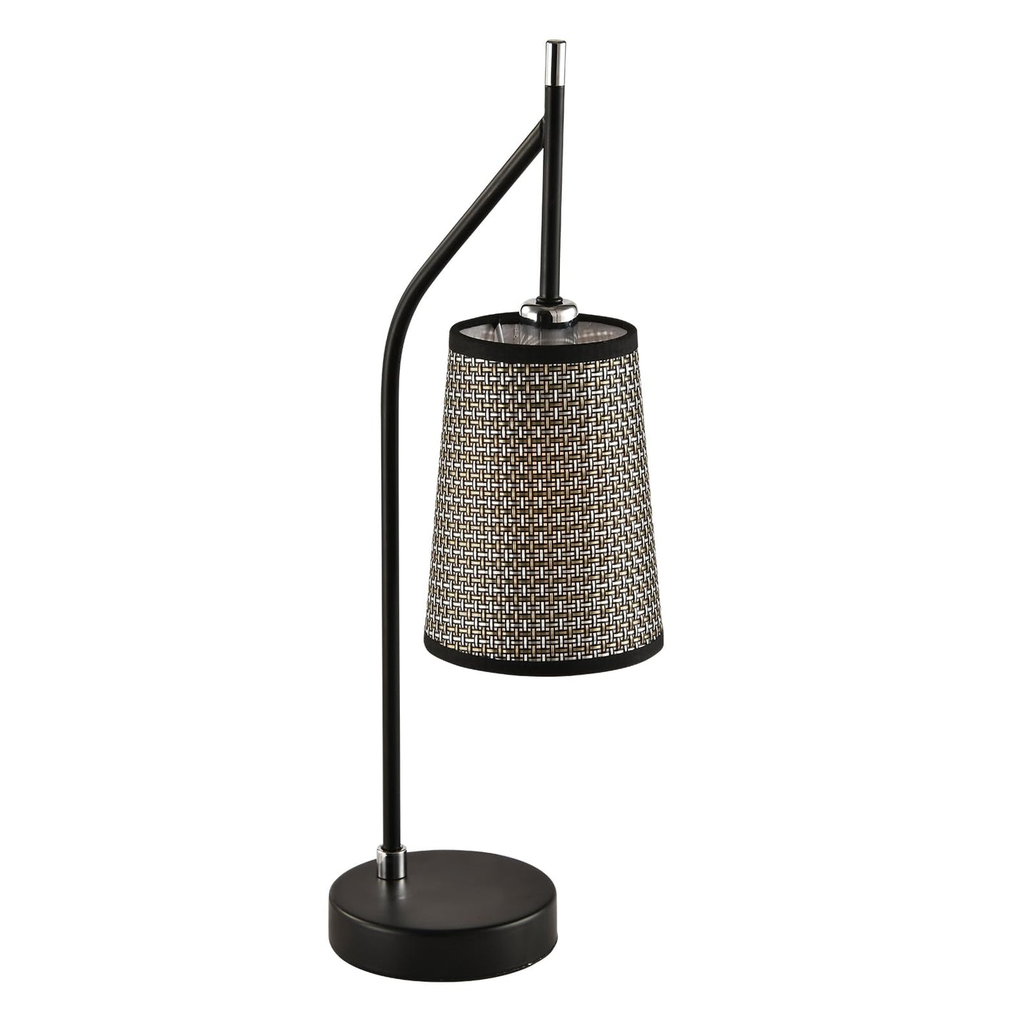 LQWELL® Retro Vintage Table Lamp E14, Bedside Lamp with Beige Fabric Shade in Black or White with Imitation Gold, Metal Desk Lamp for Bedroom and Living Room, Bulb Not Included