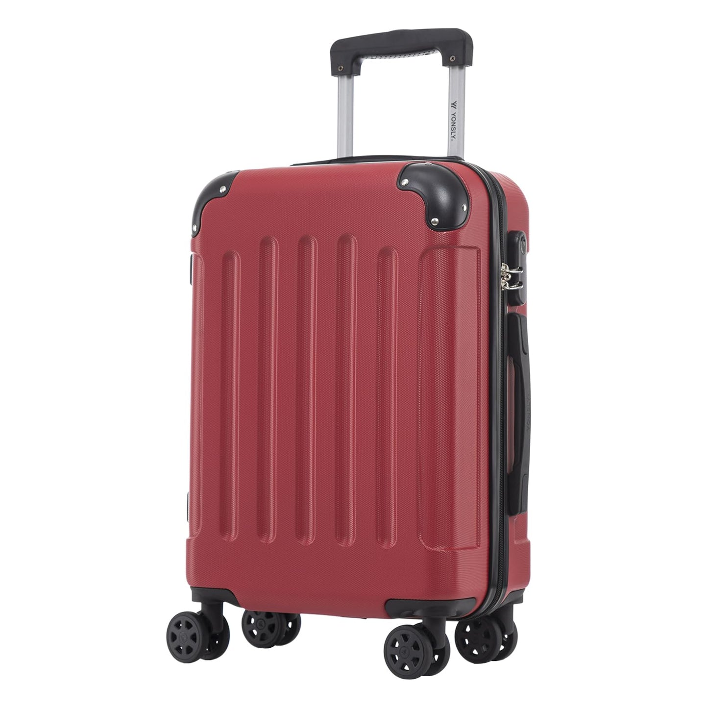 YONSLY® Trolley Suitcase, Travel Suitcase, Carry-On Suitcase, Hardshell Suitcase with 4 360° Wheels, Combination Lock, Soft Rubber Handle for Travel, Camping
