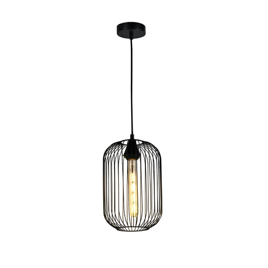 LQWELL® Pendant Light E27 Hanging Lamp, Retro Vintage Pendant Lamp Modern Industrial Ceiling Lamp for Kitchen Living Room Bedroom Dining Room, 1.5 M Height Adjustable, Black