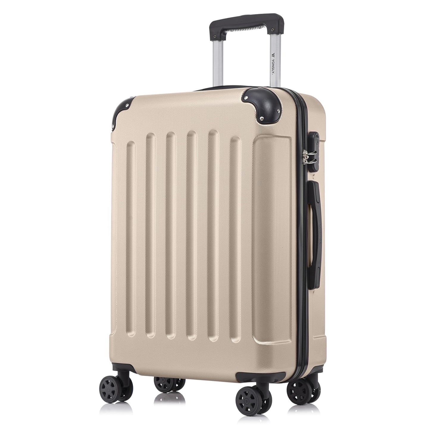 YONSLY® Suitcase, Trolley Travel Suitcase, Rolling Suitcase Carry-On with 4 x 360° Wheels, Hard-Shell Travel Suitcase, Combination Lock, Soft Rubber Handle