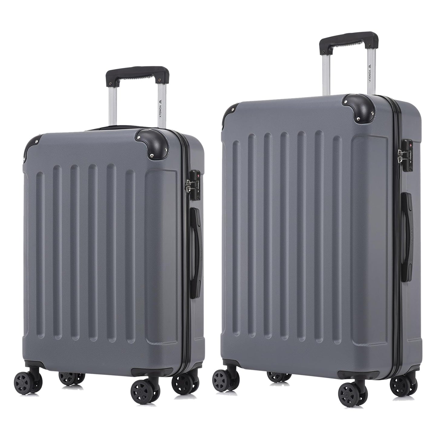 YONSLY® Premium Travel Suitcase TSA Lock, YKK Zipper Hardshell Suitcase Trolley Cabin Suitcase Rolling Suitcase Hand Luggage 4 Wheels (L-XL-Set)