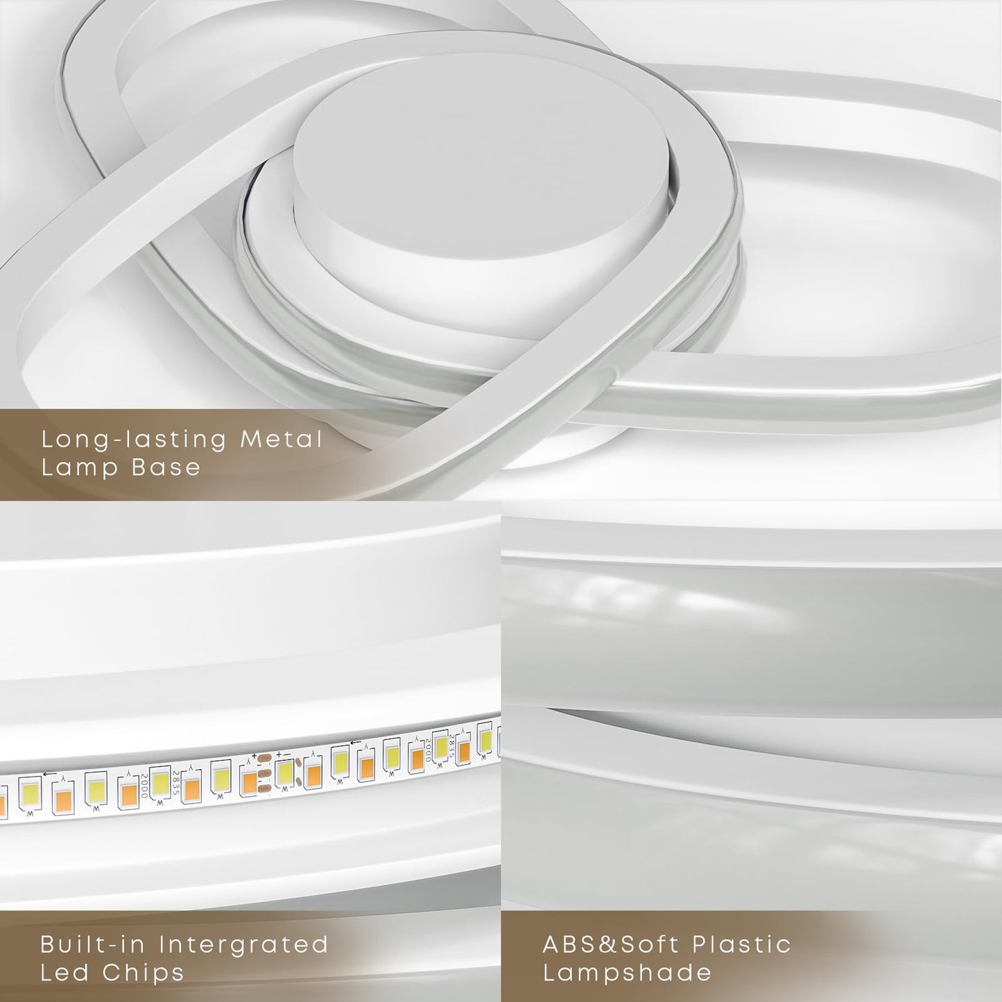 LQWELL Moderne LED Deckenleuchte, 40cm Kleeblatt Design Deckenlampe, 48W aus Metall und Acryl, IP44 Wasserfest für Schlafzimmer, Wohnzimmer, Badezimmer, Küche, Keller und Büro, erhältlich in 3000K, 4000K und 6500K