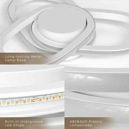 LQWELL Moderne LED Deckenleuchte, 40cm Kleeblatt Design Deckenlampe, 48W aus Metall und Acryl, IP44 Wasserfest für Schlafzimmer, Wohnzimmer, Badezimmer, Küche, Keller und Büro, erhältlich in 3000K, 4000K und 6500K