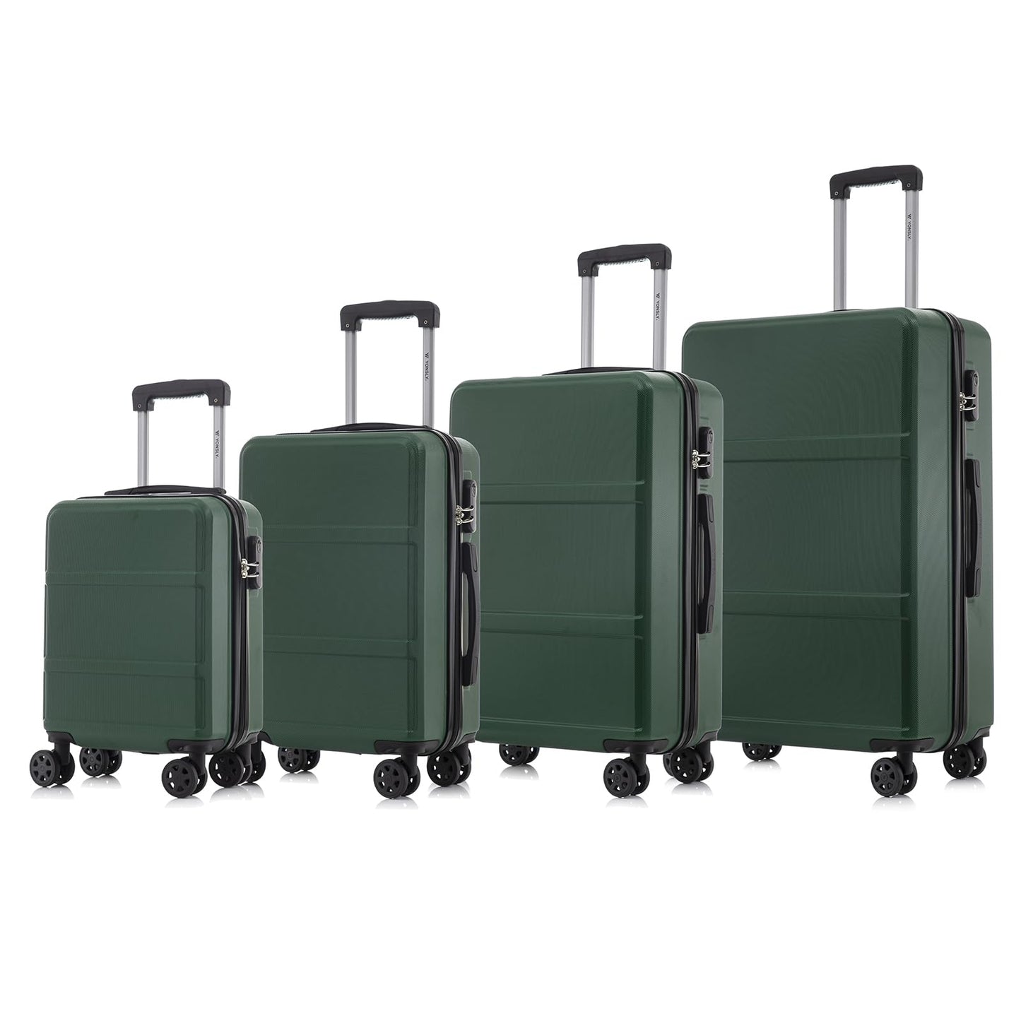 YONSLY® Trolley Travel Suitcase Set, Roller Suitcase Carry-on Luggage, Hard Shell Suitcase Set with 4 360° Wheels, Combination Lock, Soft Rubber Handle (4-Piece Set, S,M,L&XL)