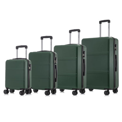 YONSLY® Trolley Travel Suitcase Set, Roller Suitcase Carry-on Luggage, Hard Shell Suitcase Set with 4 360° Wheels, Combination Lock, Soft Rubber Handle (4-Piece Set, S,M,L&XL)