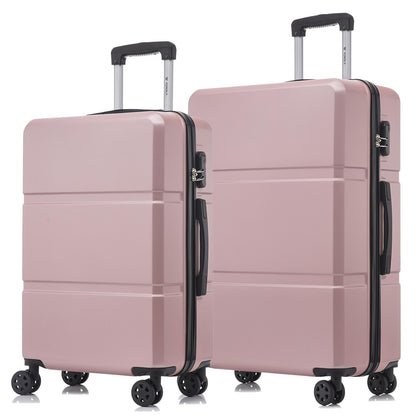 YONSLY® Trolley Suitcase, Carry-On Luggage with 4 360° Spinner Wheels, Hardshell Suitcase, Combination Lock, Soft Rubber Handle (Set of 2, L&XL)