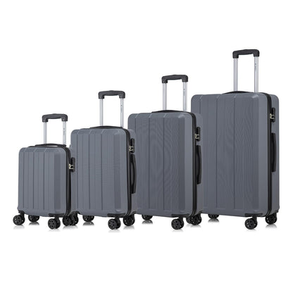 YONSLY® Trolley Suitcase Set, Travel Rolling Suitcase Hand Luggage, Luggage Set, Hardshell Suitcase with 4 360° Wheels, Combination Lock, Soft Rubber Handle (4-Piece Set, S,M,L&XL)