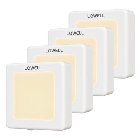 LQWELL® Nachtlicht Steckdose Faltbar mit Dämmerungssensor, Nachtlampe Einstellbare Helligkeit, Automatisch Steckdosenlicht, Orientierungslicht Warmweiß für Kinder Zimmer Gang Treppen, Weiß, 4/8 STK