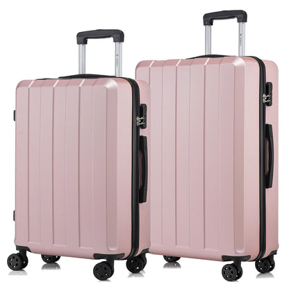 YONSLY® Trolley Suitcase Set, Spinner Carry-On, Hard-Shell Luggage Set with 4 360° Spinner Wheels, Combination Lock, Soft Rubber Handle (2-piece set, L&XL)