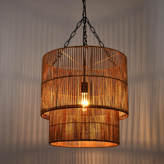 LQWELL® E27 Pendant Lamp, Retro Pendant Light 1-Bulb, Linen Black Brown Chandelier for Living Room Bedroom Dining Room Bar Hotel Shop Studio Cafes
