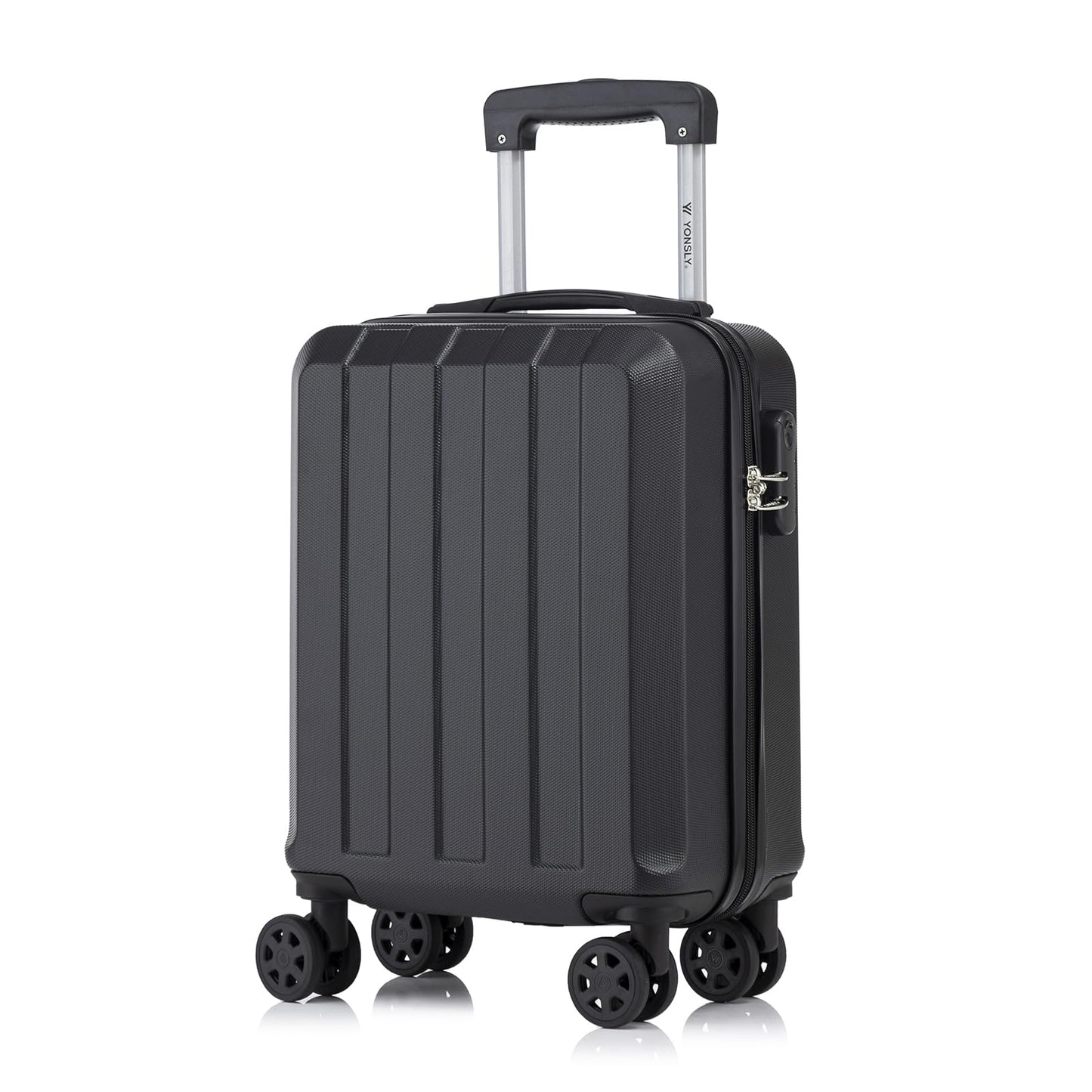 YONSLY® Trolley Suitcase, Travel Rolling Suitcase Cabin Luggage Hardside Suitcase with 4 360° Wheels, Combination Lock, Soft Rubber Handle