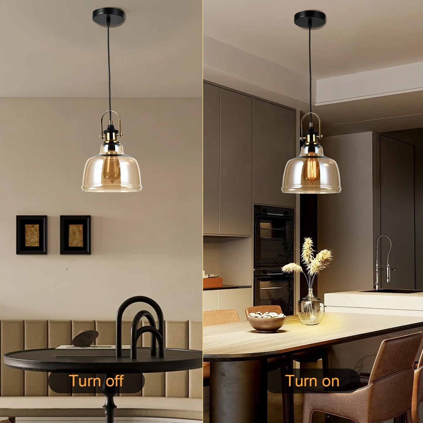 LQWELL® Modern Pendelleuchte Hängeleuchte E27, Minimalist Industrie Pendellampe Vintage Hängelampe für Küche Wohnzimmer Schlafzimmer Esszimmer Cafés, Glasabdeckung Kronleuchter Deckenlampe, Kupfer