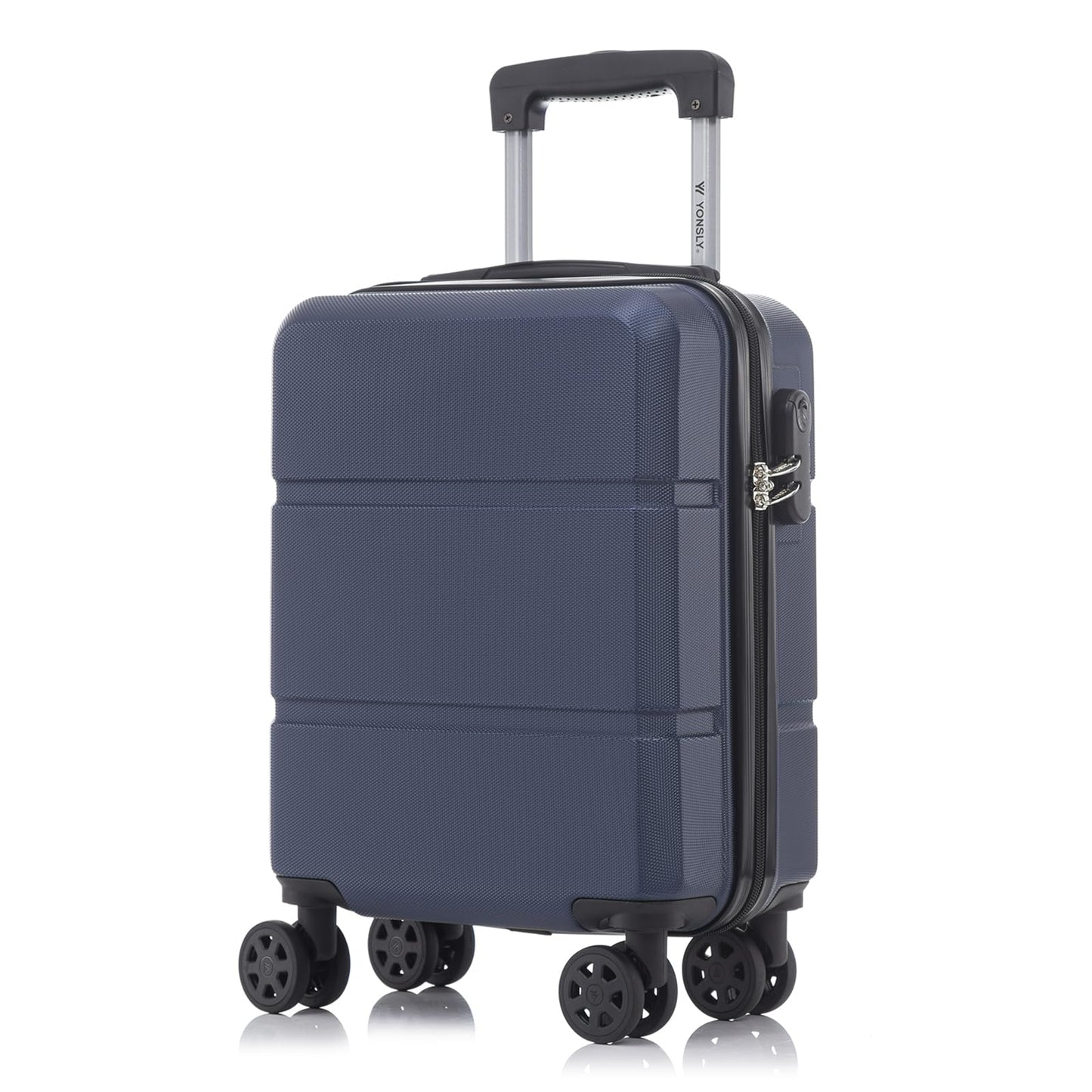 YONSLY® Trolley Travel Suitcase, Rolling Suitcase Carry-On with 4 360° Wheels, Hardshell Suitcase, Combination Lock, Soft Rubber Handle