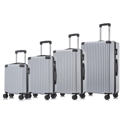 YONSLY® Trolley Luggage Suitcase Set, Roller Suitcase Carry-On, Luggage Set Hard-Shell Suitcase with 4 360° Wheels, Combination Lock, Soft Rubber Handle (4-Piece Set, S,M,L&XL)