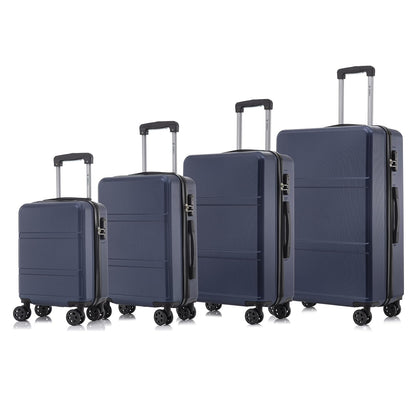 YONSLY® Trolley Travel Suitcase Set, Roller Suitcase Carry-on Luggage, Hard Shell Suitcase Set with 4 360° Wheels, Combination Lock, Soft Rubber Handle (4-Piece Set, S,M,L&XL)