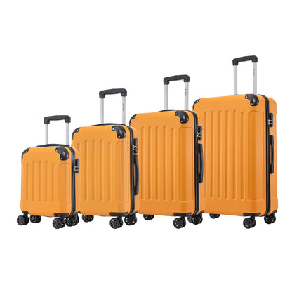 YONSLY® Suitcase Set, Trolley Travel Suitcase, Spinner Carry-On, Luggage Set with 360° Wheels, Hardshell Suitcase, Combination Lock, Rubber Handle (4-Piece Set, S,M,L&XL)