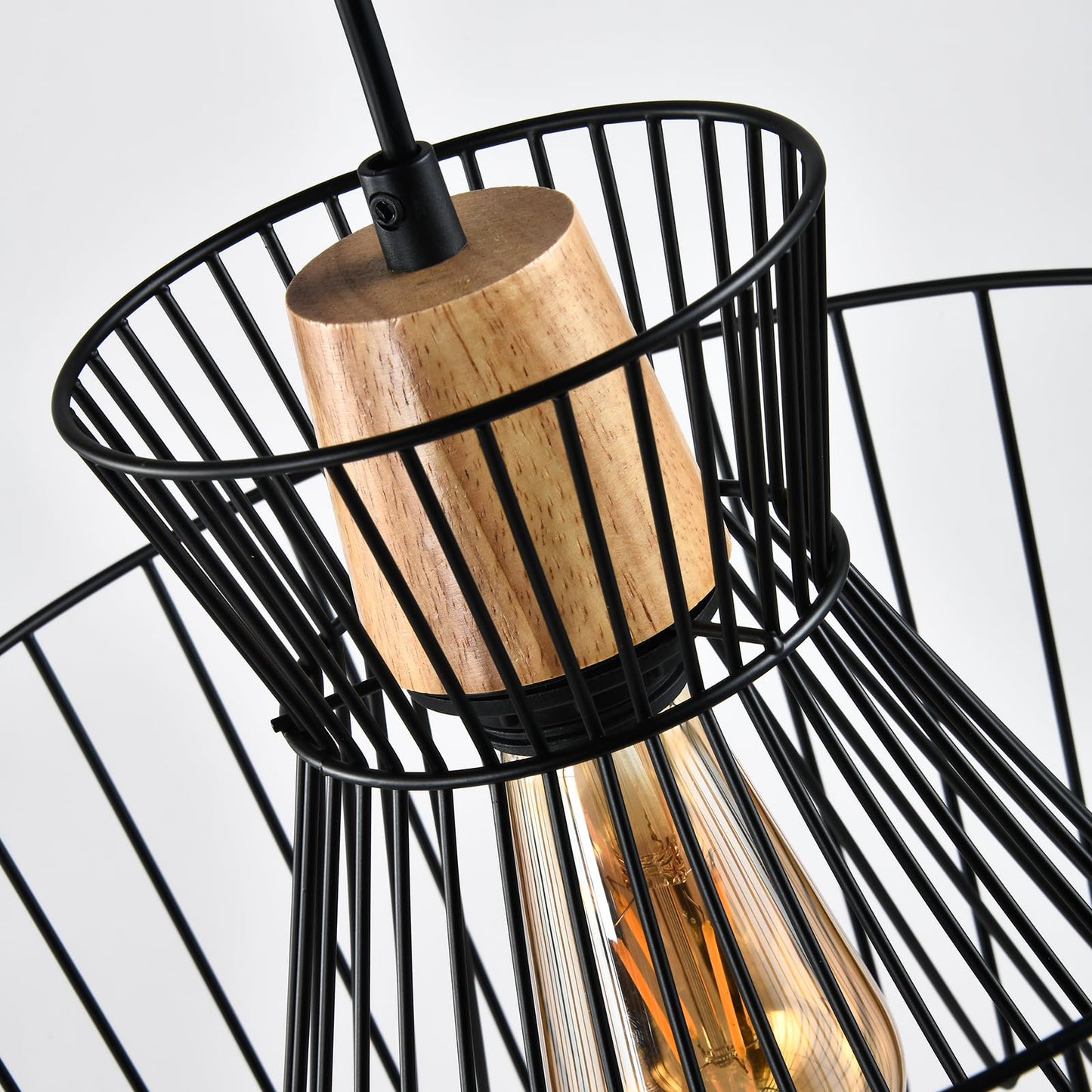 LQWELL® Pendant Light E27 Hanging Lamp, Retro Vintage Pendant Lamp Hanging Lamp Lotus Leaf Shape Streamline Modern Industrial Ceiling Lamp for Kitchen Living Room 1.5M Height Adjustable, Black