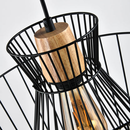 LQWELL® Pendant Light E27 Hanging Lamp, Retro Vintage Pendant Lamp Hanging Lamp Lotus Leaf Shape Streamline Modern Industrial Ceiling Lamp for Kitchen Living Room 1.5M Height Adjustable, Black