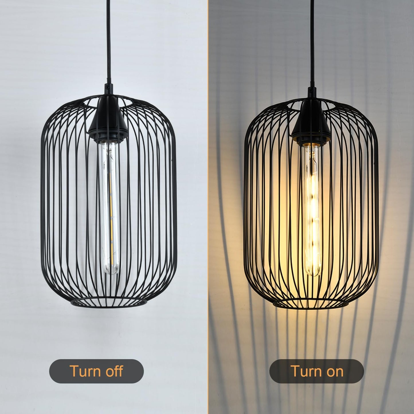 LQWELL® Pendelleuchte E27 Hängeleuchte, Retro Vintage Pendellampe Hängelampe Modern Industrielle Deckenlampe für Küche Wohnzimmer Schlafzimmer Esszimmer, 1,5 M höhenverstellbar, Schwarz