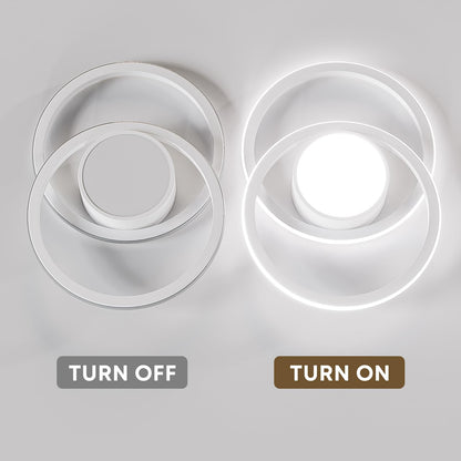 LQWELL Modern Led Deckenleuchte, LED Deckenlampe 48cm, 2-Ringe Design, 62W 6500K 6950LM IP44 Wasserfest Schlafzimmerleuchte Wohnzimmerleuchte aus Metall+Acryl als Badezimmer Küche Keller Büro