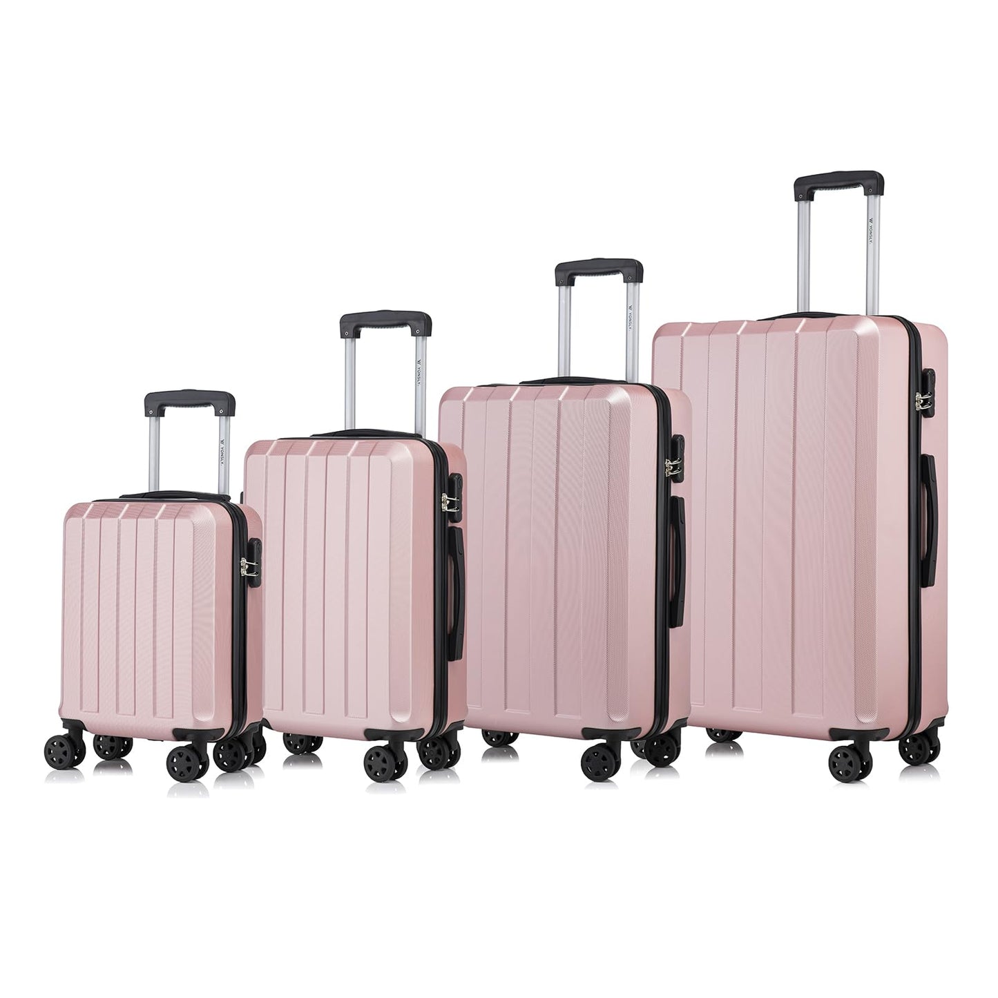 YONSLY® Trolley Suitcase Set, Travel Rolling Suitcase Hand Luggage, Luggage Set, Hardshell Suitcase with 4 360° Wheels, Combination Lock, Soft Rubber Handle (4-Piece Set, S,M,L&XL)