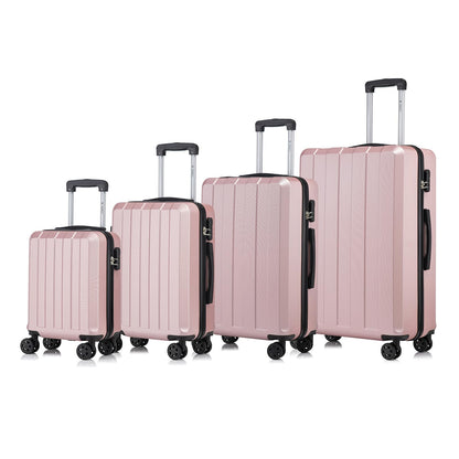 YONSLY® Trolley Suitcase Set, Travel Rolling Suitcase Hand Luggage, Luggage Set, Hardshell Suitcase with 4 360° Wheels, Combination Lock, Soft Rubber Handle (4-Piece Set, S,M,L&XL)