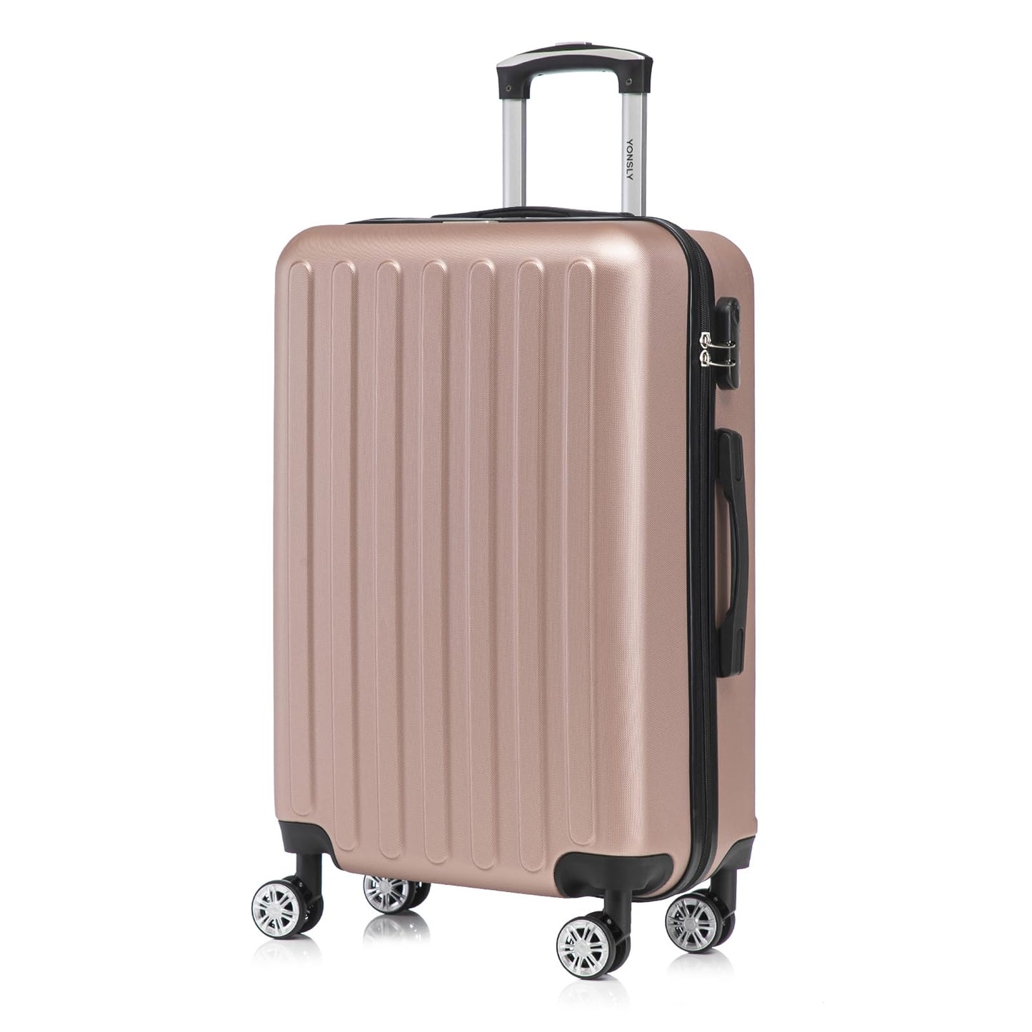 YONSLY® Koffer Suitcase, Trolley Reisekoffer Set, Rollkoffer Handgepäck, Kabinenkoffer Hartschalenreisekoffer mit 4 Rollen 360°, Zahlenschloss, Weicher Gummigriff