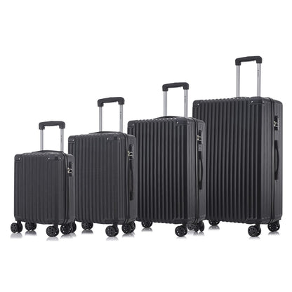YONSLY® Trolley Luggage Suitcase Set, Roller Suitcase Carry-On, Luggage Set Hard-Shell Suitcase with 4 360° Wheels, Combination Lock, Soft Rubber Handle (4-Piece Set, S,M,L&XL)