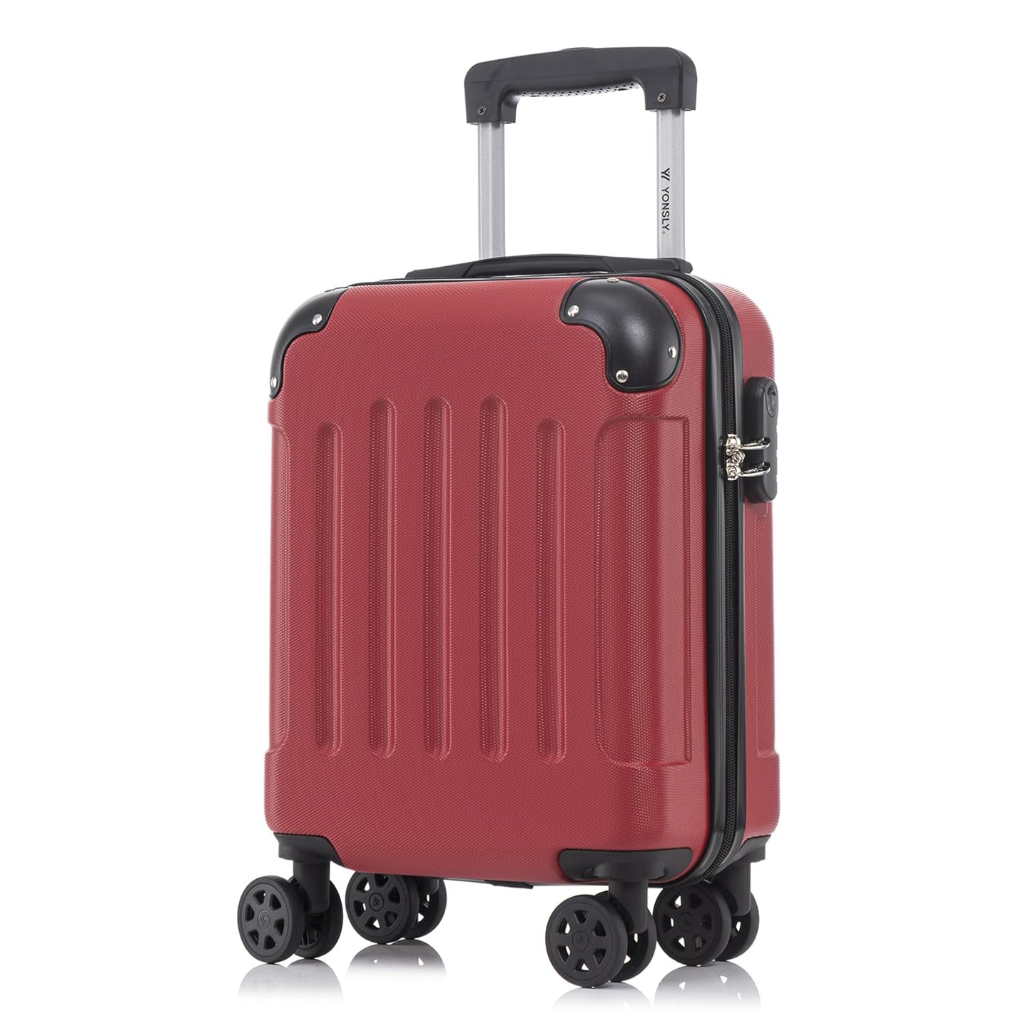 YONSLY® Suitcase, Trolley Travel Suitcase, Rolling Carry-on Luggage with 4 360° Wheels, ABS Hardshell, Security Lock, Soft Rubber Handle, 210D Lining