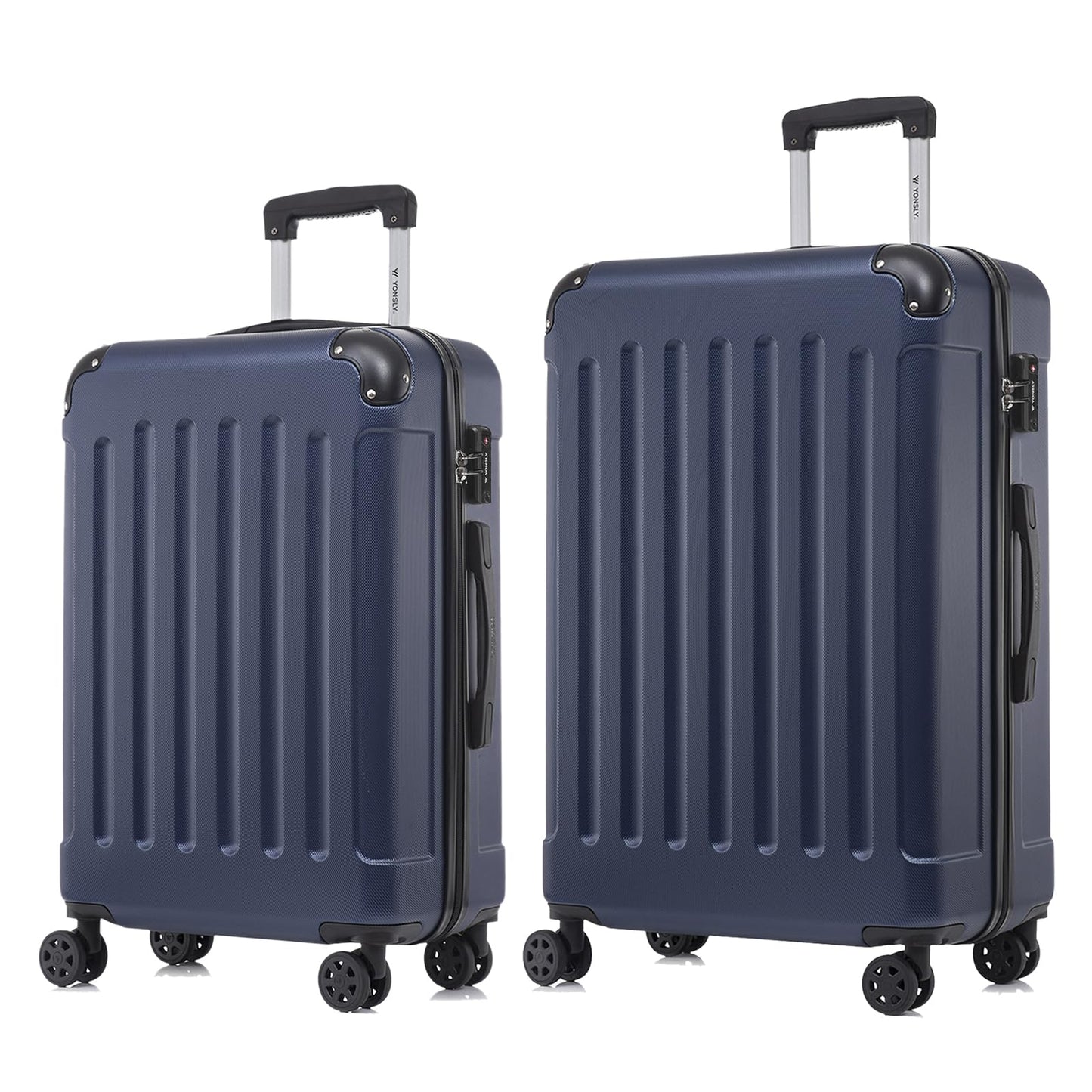 YONSLY® Premium Travel Suitcase TSA Lock, YKK Zipper Hardshell Suitcase Trolley Cabin Suitcase Rolling Suitcase Hand Luggage 4 Wheels (L-XL-Set)
