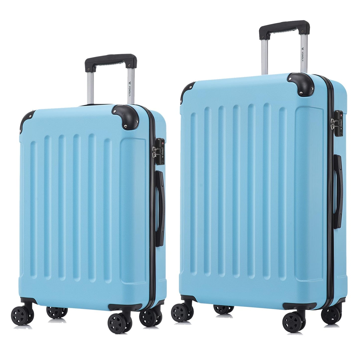 YONSLY® Premium Travel Suitcase TSA Lock, YKK Zipper Hardshell Suitcase Trolley Cabin Suitcase Rolling Suitcase Hand Luggage 4 Wheels (L-XL-Set)