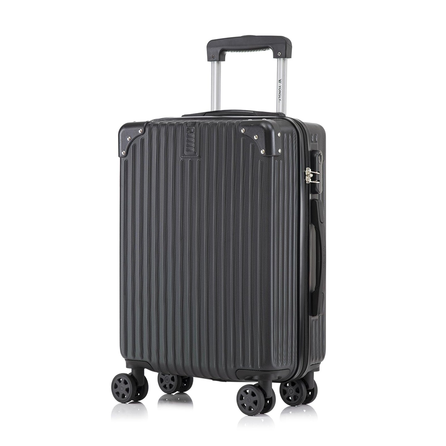 YONSLY® Trolley Suitcase, Rolling Carry-on Luggage, Cabin Suitcase Hard-Shell Travel Suitcase with 4 360° Wheels, Combination Lock, Soft Rubber Handle