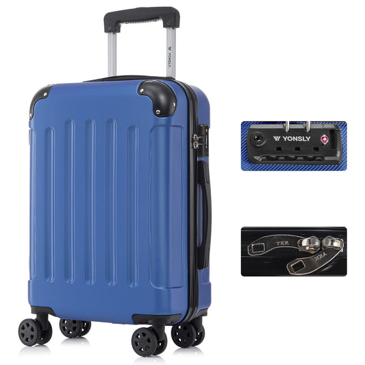 YONSLY® Premium Suitcase, TSA Lock, YKK Zipper Hardshell Luggage Trolley Cabin Suitcase Rolling Suitcase Hand Luggage 4 Wheels