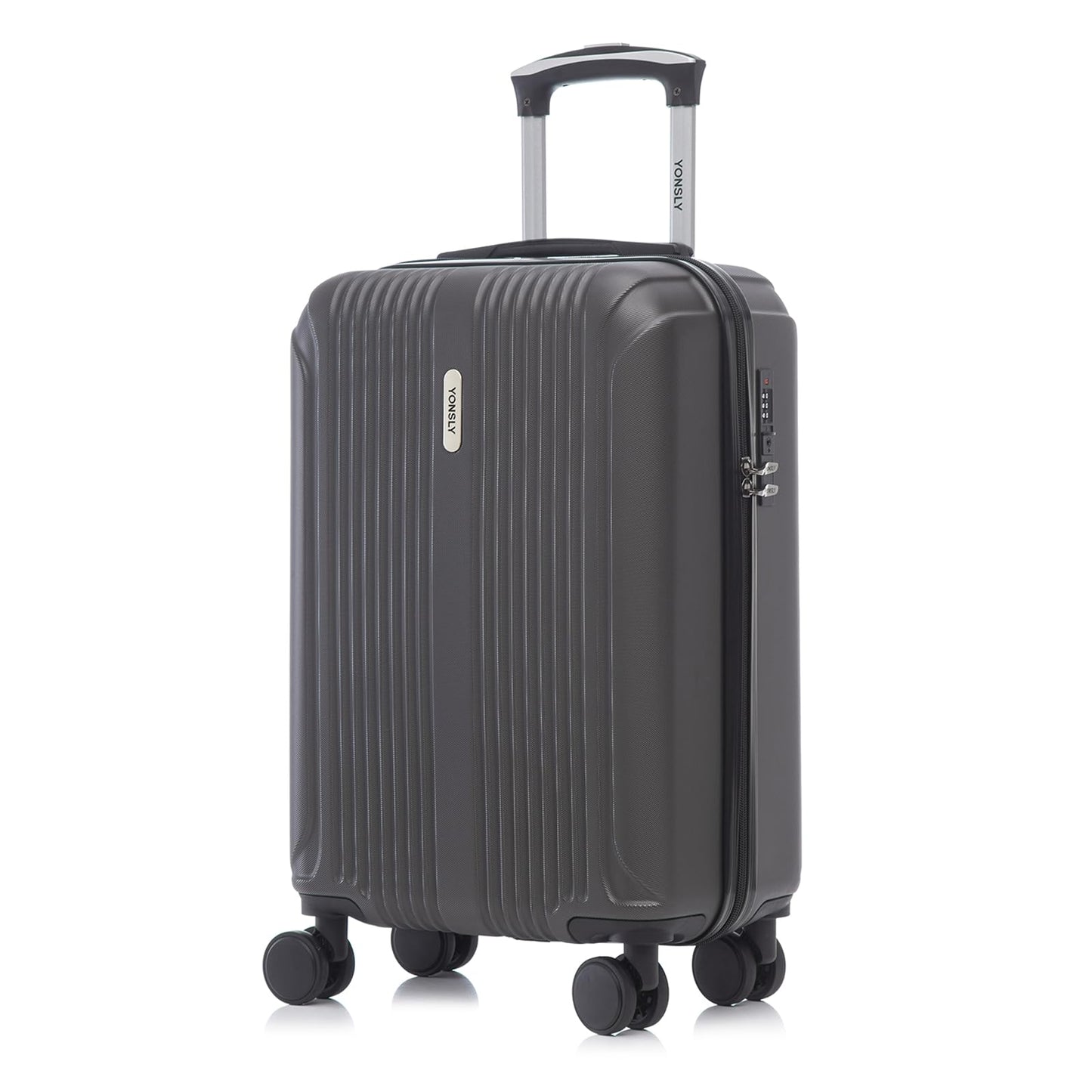 yonsly Koffer Trolley Reisekoffer Suitcase, Rollkoffer Handgepäck Kabinenkoffer mit 4 Rollen 360°, Hartschalenreisekoffer, Zahlenschloss, Weicher Gummigriff
