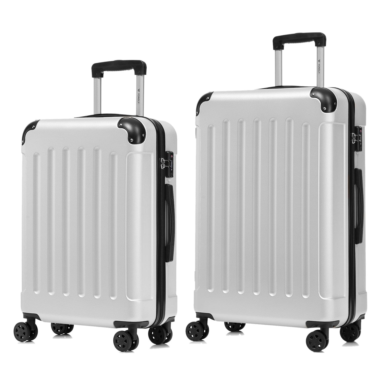 YONSLY® Premium Travel Suitcase TSA Lock, YKK Zipper Hardshell Suitcase Trolley Cabin Suitcase Rolling Suitcase Hand Luggage 4 Wheels (L-XL-Set)
