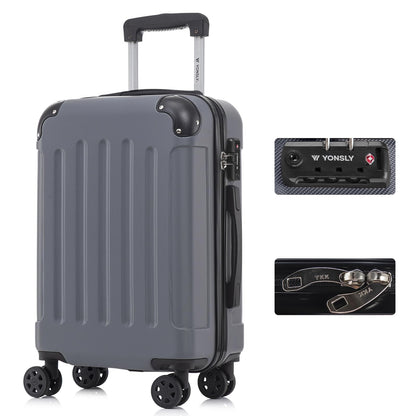 YONSLY® Premium Suitcase, TSA Lock, YKK Zipper Hardshell Luggage Trolley Cabin Suitcase Rolling Suitcase Hand Luggage 4 Wheels