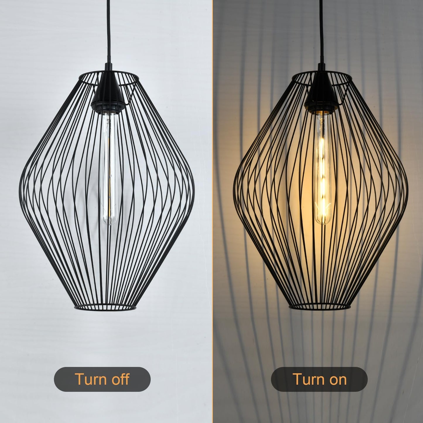LQWELL® Retro Pendelleuchte E27 Hängeleuchte, Vintage Pendellampe Hängelampe Modern Industrielle Deckenlampe für Küche Wohnzimmer Schlafzimmer Esszimmer, 1,5 M höhenverstellbar, Schwarz