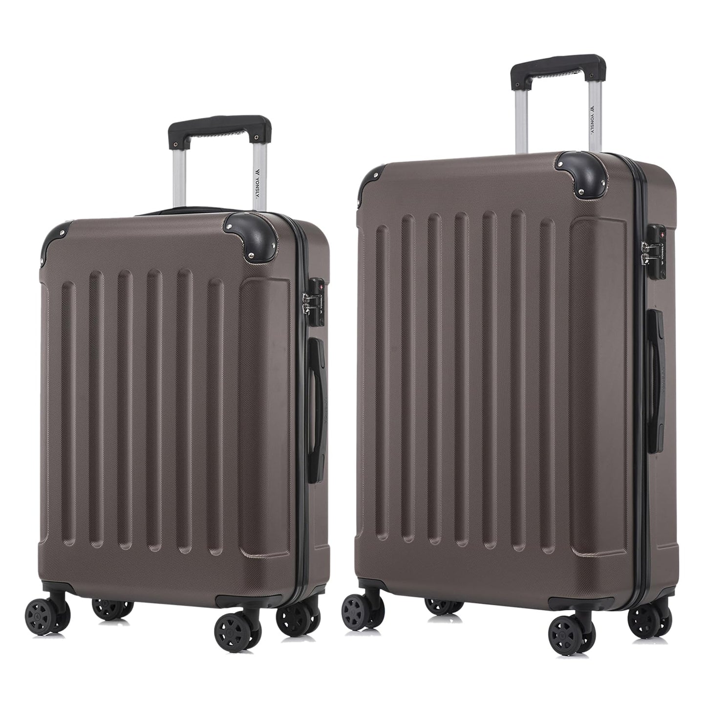 YONSLY® Premium Travel Suitcase TSA Lock, YKK Zipper Hardshell Suitcase Trolley Cabin Suitcase Rolling Suitcase Hand Luggage 4 Wheels (L-XL-Set)