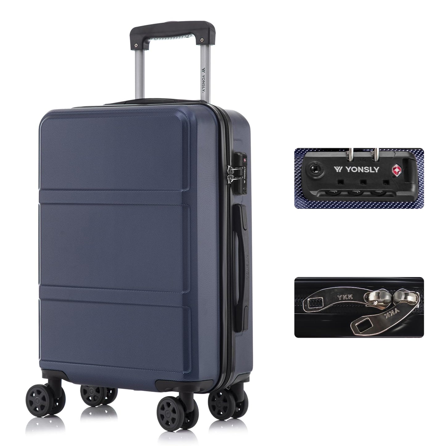 YONSLY® Premium Luggage TSA Lock, YKK Zipper Hardshell Suitcase Trolley Cabin Luggage Roller Suitcase Carry-on 4 Wheels