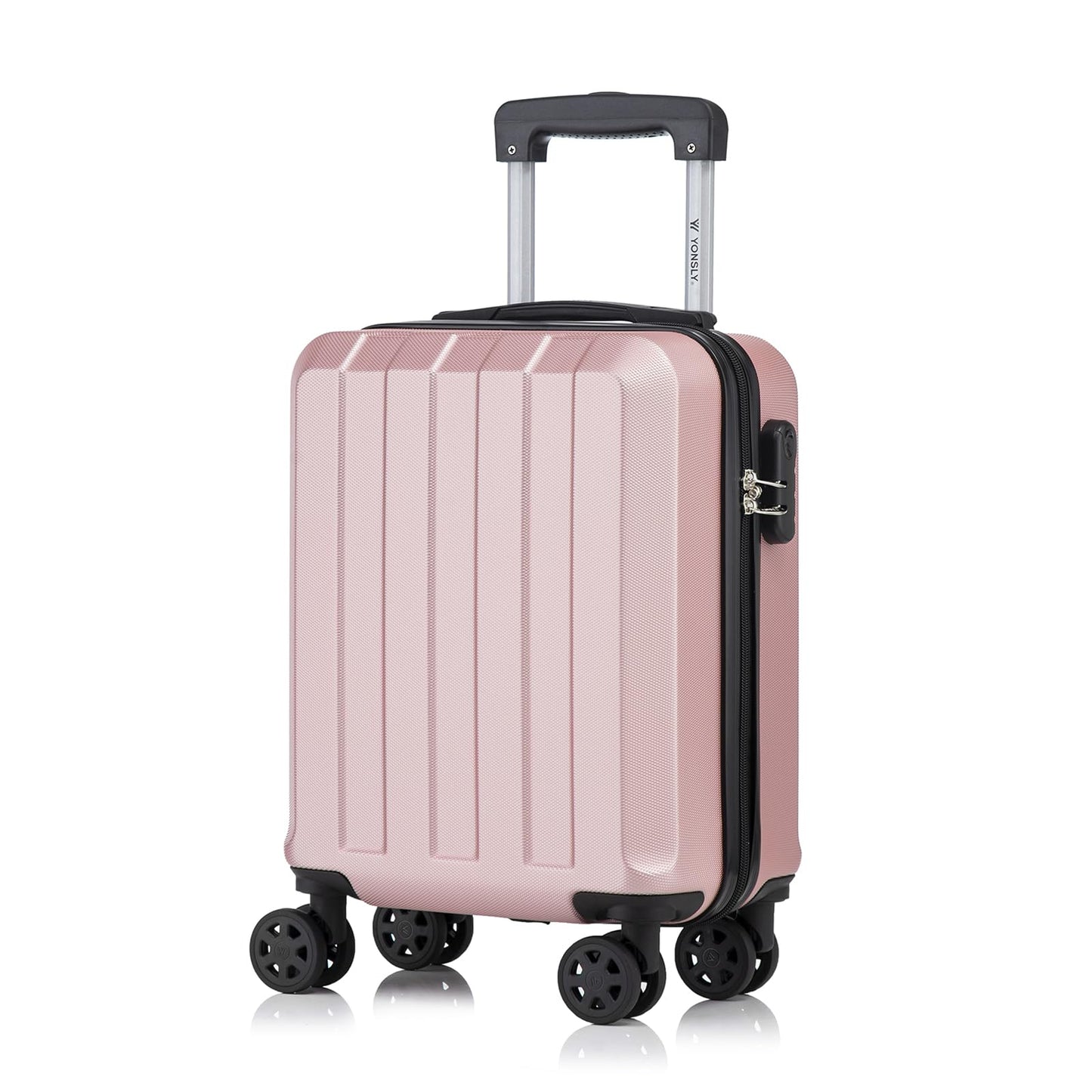 YONSLY® Trolley Suitcase, Travel Rolling Suitcase Cabin Luggage Hardside Suitcase with 4 360° Wheels, Combination Lock, Soft Rubber Handle