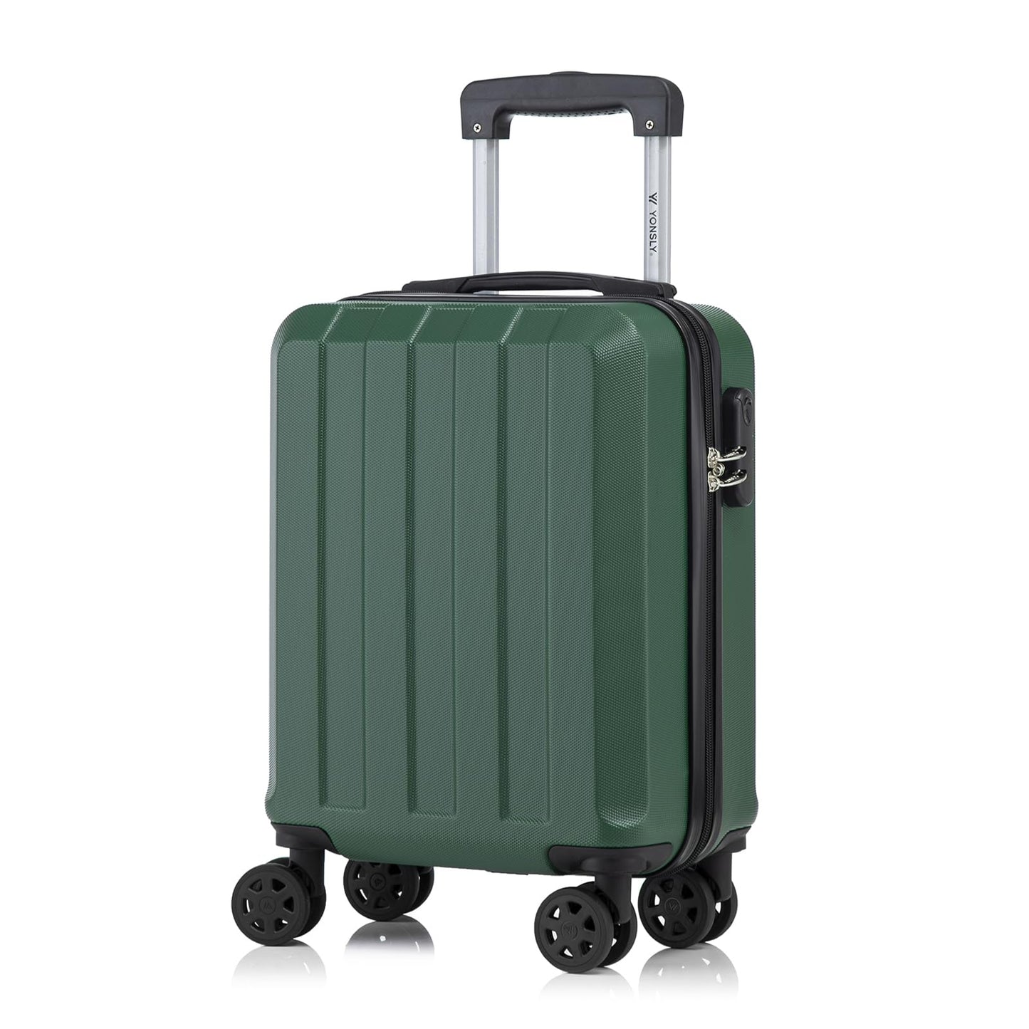 YONSLY® Trolley Suitcase, Travel Rolling Suitcase Cabin Luggage Hardside Suitcase with 4 360° Wheels, Combination Lock, Soft Rubber Handle