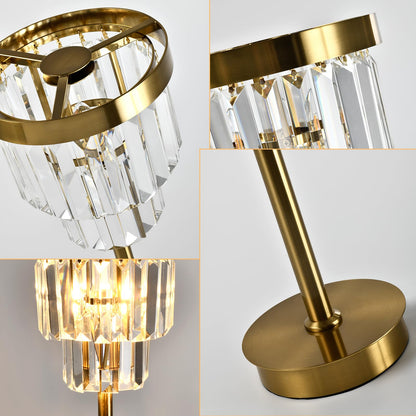 LQWELL® Tischlampe, Modern Minimalistisch Tischleuchte, Gold, Kristall E14 Nachttischlampe, Metall Schreibtischlampe Esstischlampe für Schlafzimmer Wohnzimmer, Keine Glühbirne