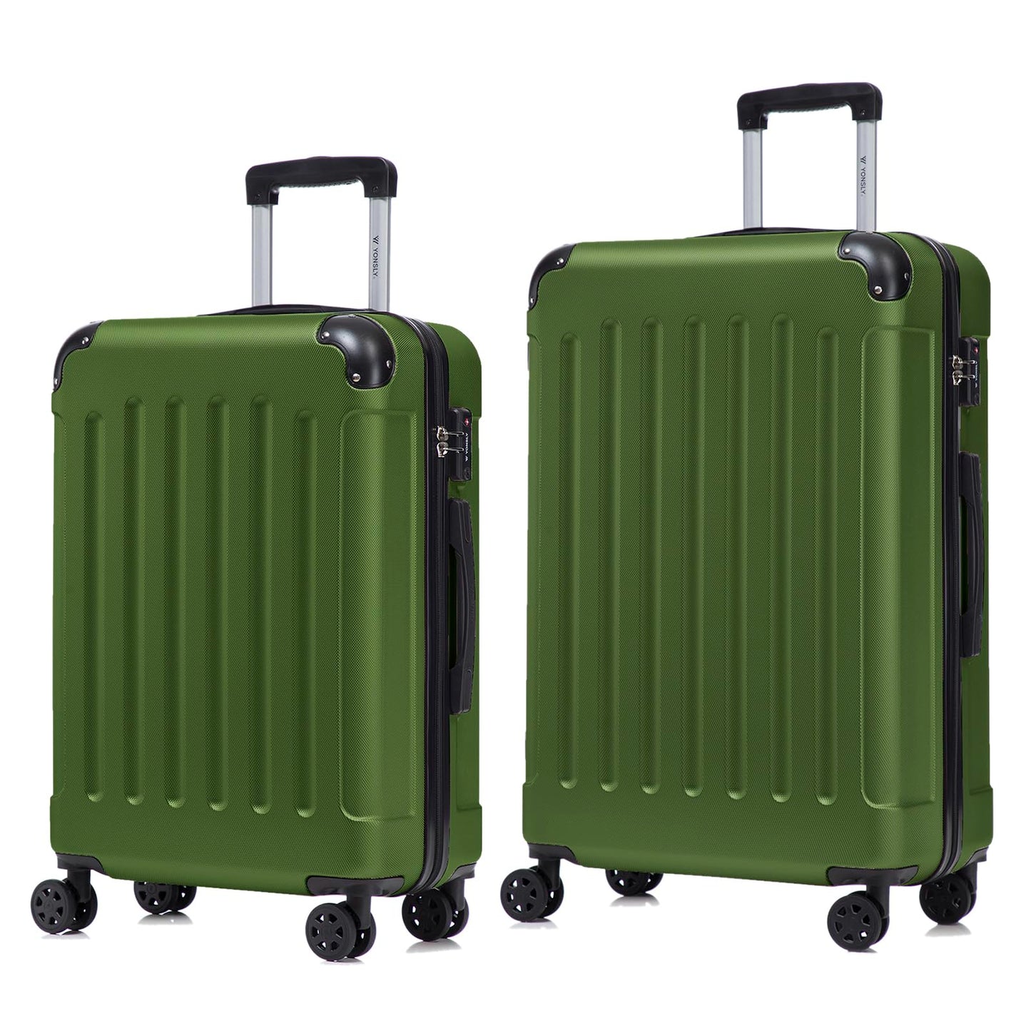 YONSLY® Premium Travel Suitcase TSA Lock, YKK Zipper Hardshell Suitcase Trolley Cabin Suitcase Rolling Suitcase Hand Luggage 4 Wheels (L-XL-Set)