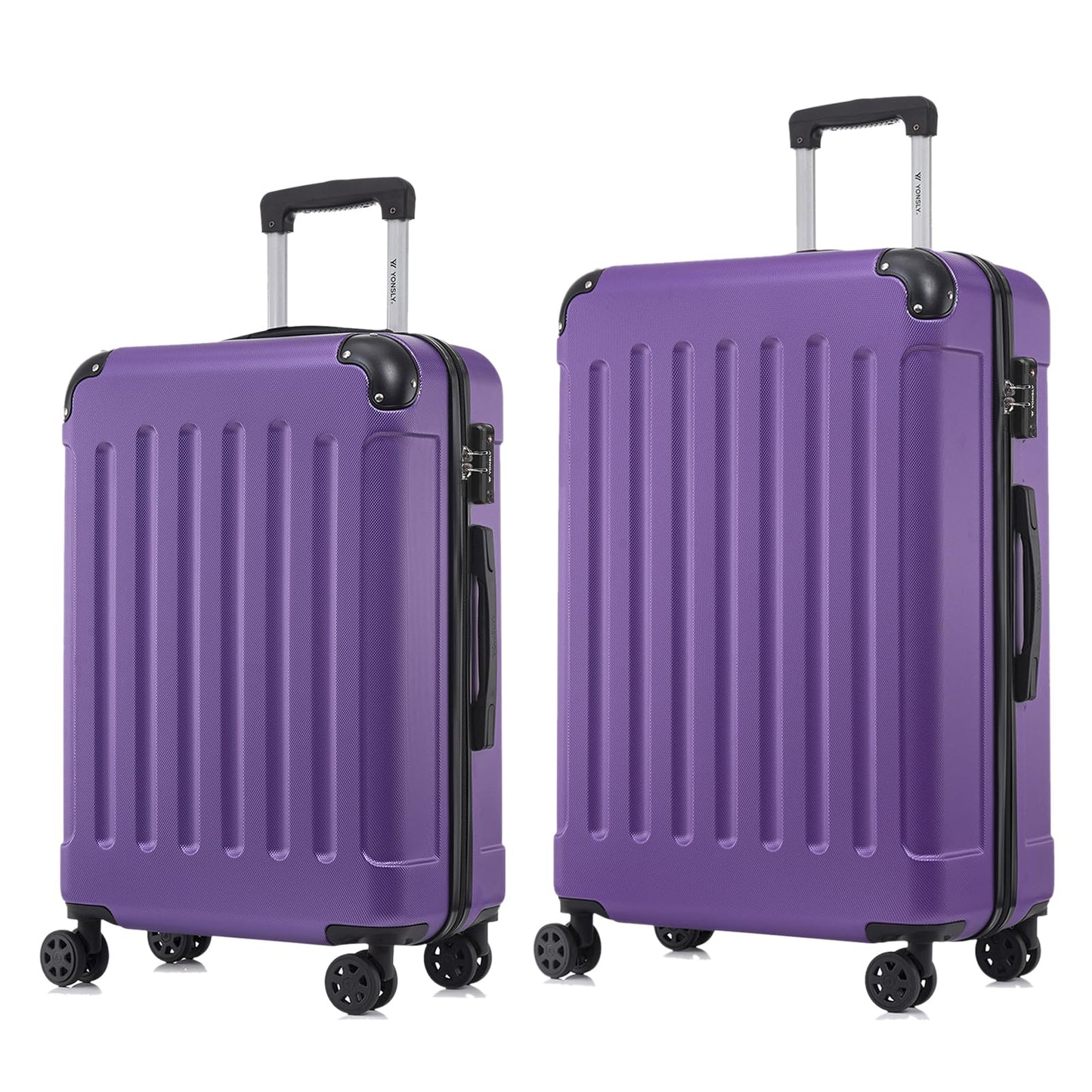 YONSLY® Premium Travel Suitcase TSA Lock, YKK Zipper Hardshell Suitcase Trolley Cabin Suitcase Rolling Suitcase Hand Luggage 4 Wheels (L-XL-Set)